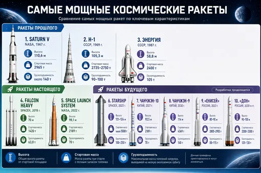 10 самых мощных космических ракет в мире &mdash; прошлые, настоящие и будущие